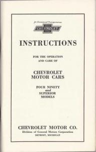 1924 Chevrolet Four Ninety and Superior Models Owners Operators Manual - REPRO