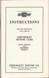 1924 Chevrolet Four Ninety and Superior Models Owners Operators Manual - REPRO