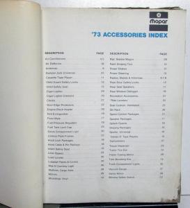 1973 Mopar Dealer Accessories Catalog Chrysler Dodge Plymouth Charger Challenger