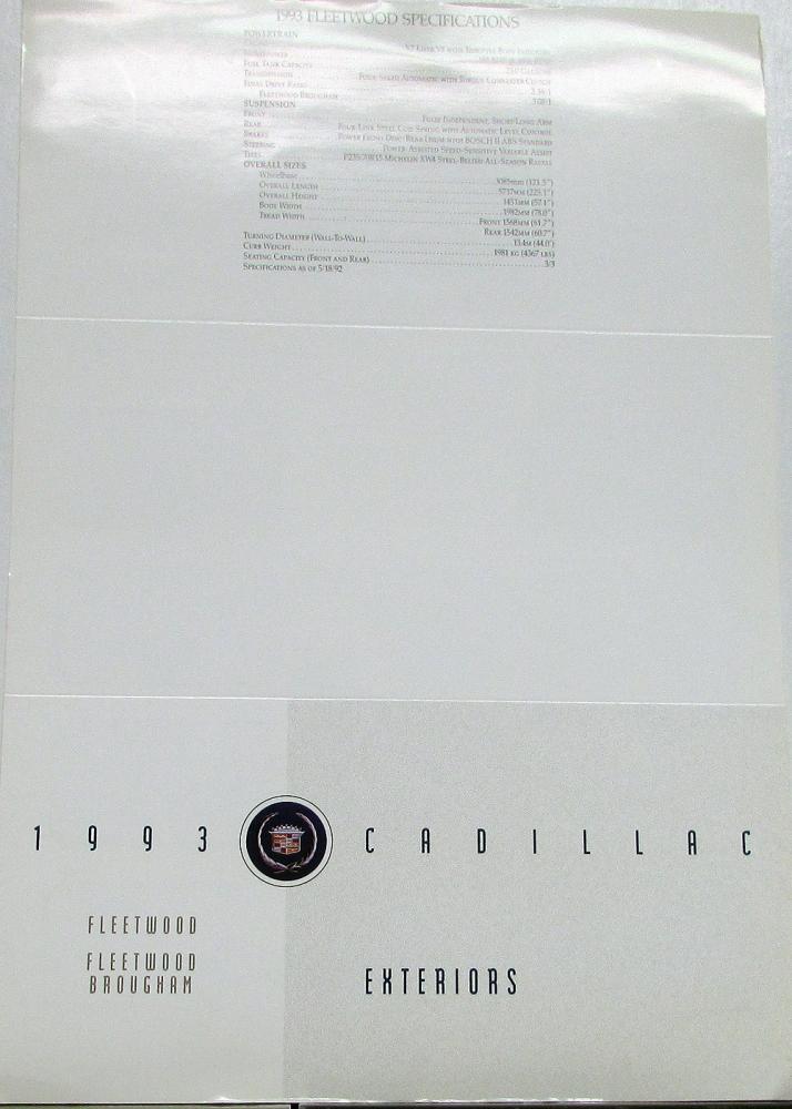 1993 Cadillac Fleetwood & Fleetwood Brougham Exterior Color Paint Chip Folder