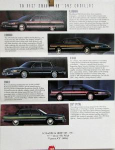 1993 Cadillac Allante Seville Eldorado Fleetwood DeVille 60 Spec Sales Brochure