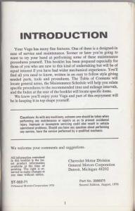 1971 Chevrolet Vega Owners Do It Yourself Service Manual