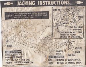 1964 Chevrolet Jacking Instructions #3854001