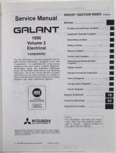 1996 Mitsubishi Galant Service Shop Repair Manual - 2 Volume Set