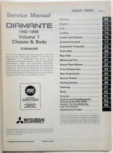 1992-1996 Mitsubishi Diamante Service Shop Repair Manual - 2 Volume Set