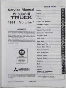 1991 Mitsubishi Pickup Truck Service Shop Repair Manual - 2 Volume Set