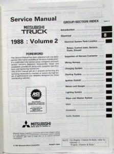 1988 Mitsubishi Pickup Truck Service Shop Repair Manual - 2 Volume Set