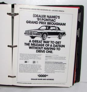 1981 Pontiac Merchanising Planner Grand Prix LeMans Sunbird Firebird