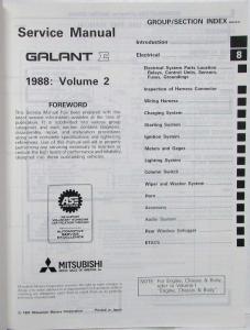 1988 Mitsubishi Galant Sigma Service Shop Repair Manual - 2 Volume Set