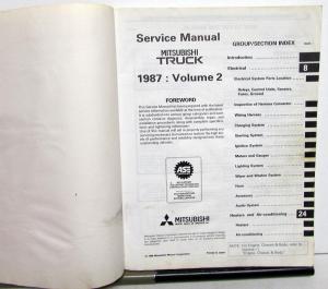 1987 Mitsubishi Pickup Truck Service Shop Repair Manual - 2 Volume Set