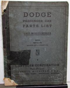 1937 Dodge Passenger Car Dealer Parts List Book Catalog Model D5 Original