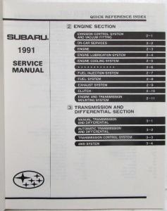 1991 Subaru XT Service Shop Repair Manual - 3 Volume Partial Set - 5 Sections