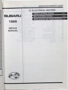 1988 Subaru XT Service Shop Repair Manual - 3 Volume Partial Set - 5 Sections