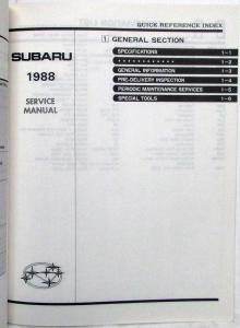 1988 Subaru 1800 Service Shop Repair Manual - 4 Volume Set - 6 Sections