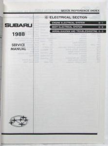1988 Subaru 1800 Service Shop Repair Manual - 4 Volume Set - 6 Sections