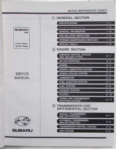 1985 Subaru 1800 Service Shop Repair Manual Vol 1 Section 1-3 and Supplement