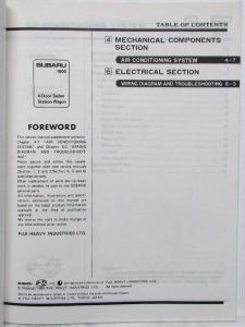 1985 Subaru 1800 Service Shop Repair Manual Vol 1 Section 1-3 and Supplement