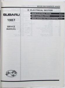 1987 Subaru XT Service Shop Repair Manual - 4 Volume Set - 6 Sections