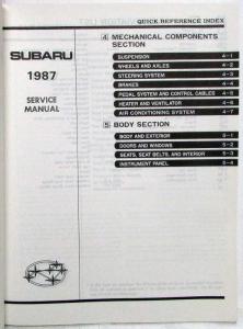 1987 Subaru 1800 Service Shop Repair Manual - 4 Volume Set - 6 Sections