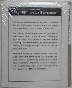1994 Subaru Impreza Service Shop Repair Manual Supplement