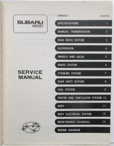 1977 Subaru 1600 Service Shop Repair Manual for 4WD Open MPV