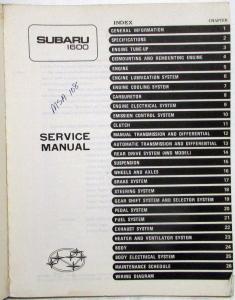 1977 Subaru 1600 Service Shop Repair Manual - Engine & Body - April 1977 Edition