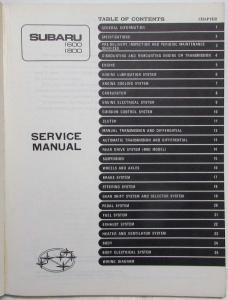 1980 Subaru 1600 1800 Service Shop Repair Manual