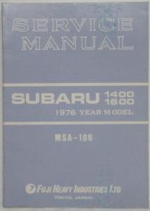 1976 Subaru 1400 1600 Service Shop Repair Manual