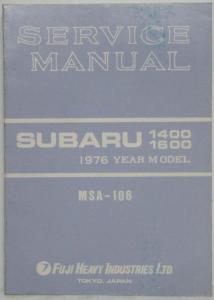 1976 Subaru 1400 1600 Service Shop Repair Manual