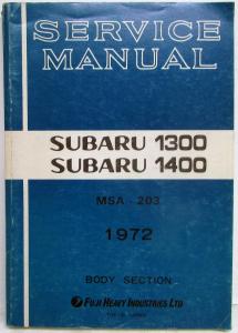 1972 Subaru 1300 1400 Service Shop Repair Manual - 2 Vol Set - Engine and Body