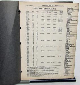 1938 Dodge Trucks Dealer Parts List Book Catalog R Series 1/2 thru 3 Ton Orig