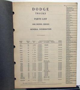 1936 Dodge Trucks Dealer Parts List Book Catalog L Series 1/2 thru 1 1/2 Ton