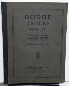 1935-1936 Dodge Trucks Dealer Parts List Book Catalog K Series 3 & 4 Ton Orig