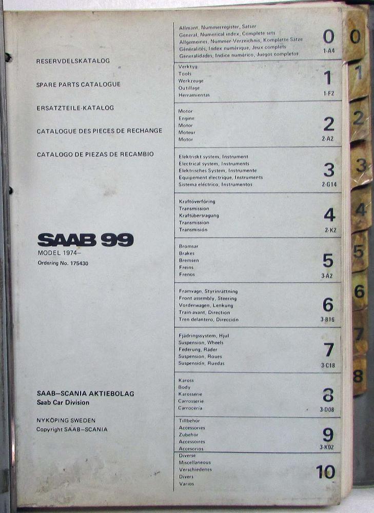 1974 Saab 99 Spare Parts Catalogue
