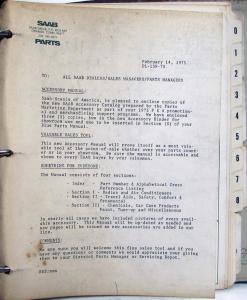 1975 Saab Accessory Bulletins in Parts Manual Binder