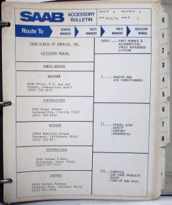 1975 Saab Accessory Bulletins in Parts Manual Binder