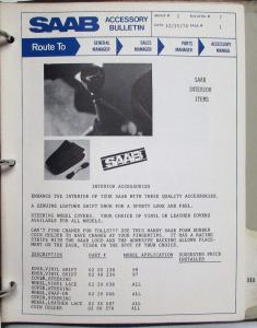 1975 Saab Accessory Bulletins in Parts Manual Binder