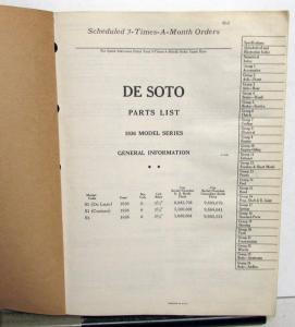 1936 DeSoto Passenger Car Parts List Book Catalog S1 & S2 Models Original