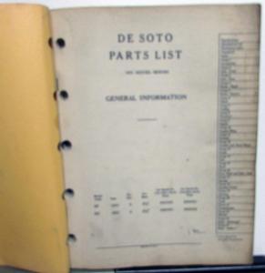 1935 DeSoto Passenger Car Parts List Book Catalog SF & SG Models Original