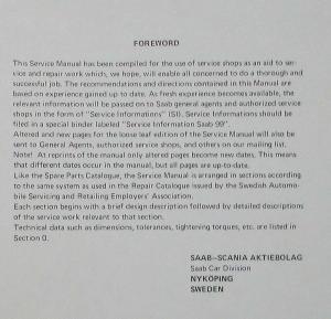 1969-1974 Saab 99 Service Shop Repair Manual