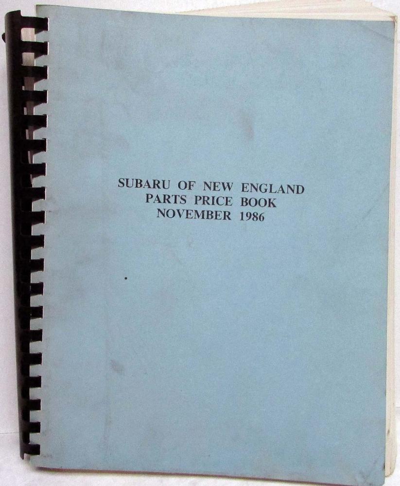 1986 Subaru of New England Parts Price Book - November