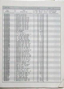 1986 Subaru of New England Parts Price Book - November