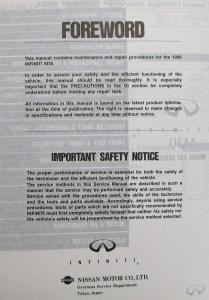 1990 Infiniti M30 Service Shop Repair Manual