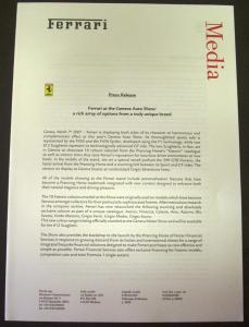 2007 Ferrari Dealer Financial Services Brochure Geneva Auto Show Press Release