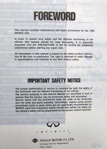 1992 Infiniti Q45 Service Shop Repair Manual