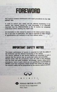 1990 Infiniti Q45 Service Shop Repair Manual - Glovebox Edition