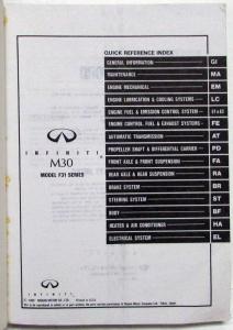 1990 Infiniti M30 Service Shop Repair Manual - Glovebox Edition