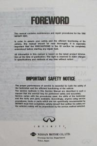 1990 Infiniti M30 Service Shop Repair Manual - Glovebox Edition