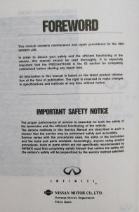 1993 Infiniti J30 Service Shop Repair Manual - Boxed Glovebox Edition