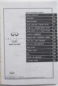 1990 Infiniti Q45 Service Shop Repair Manual - Boxed Glovebox Edition